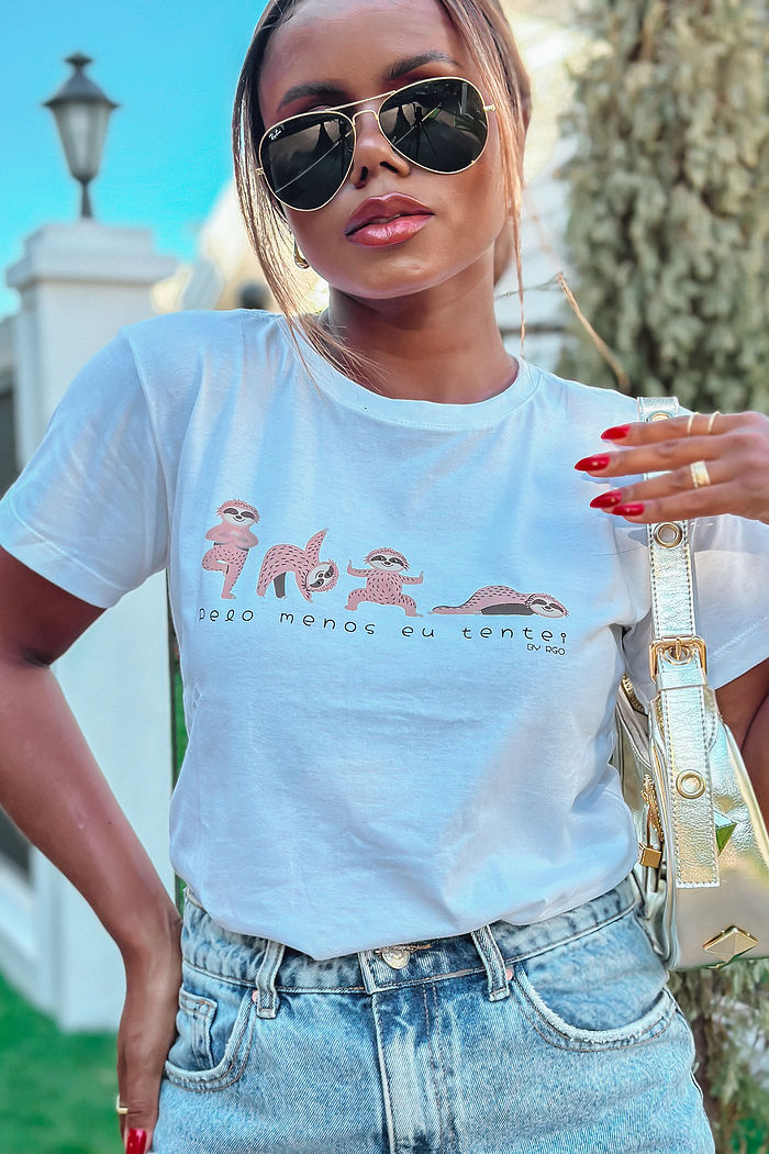 T-Shirt Pelo menos eu tentei - Neve