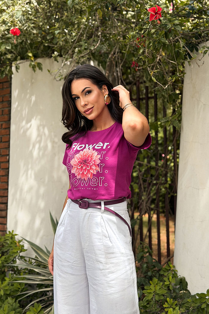 T-Shirt Flower DTF - Fúcsia