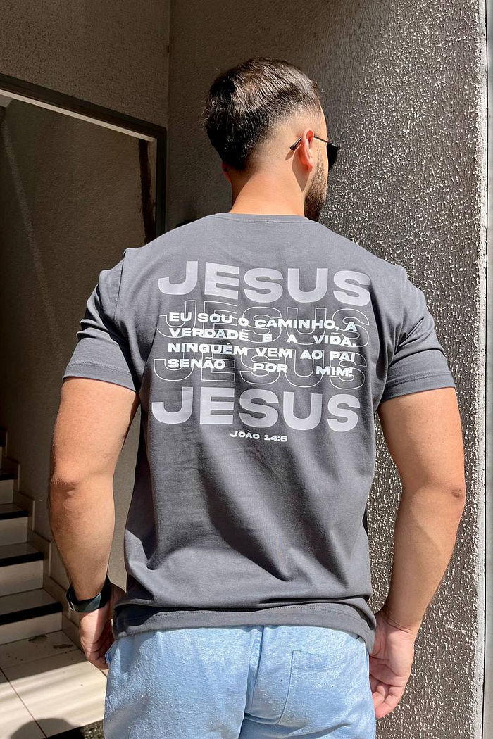 Max Tee Unissex Eu sou o caminho DTF - Chumbo