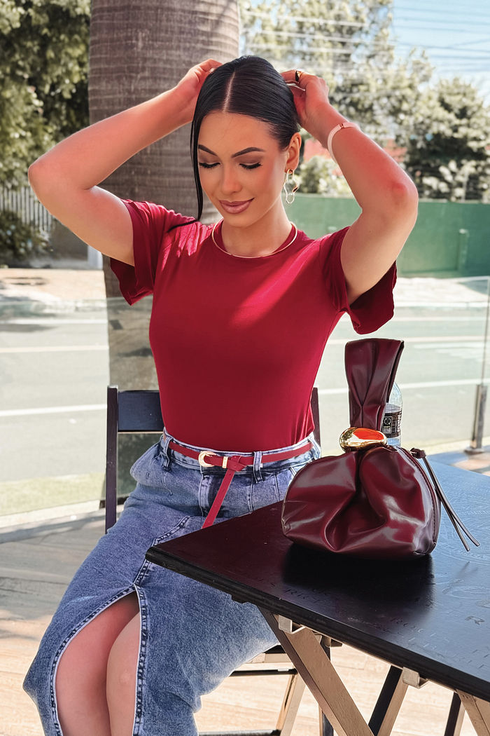 Blusa Elisa três babados - Bordô