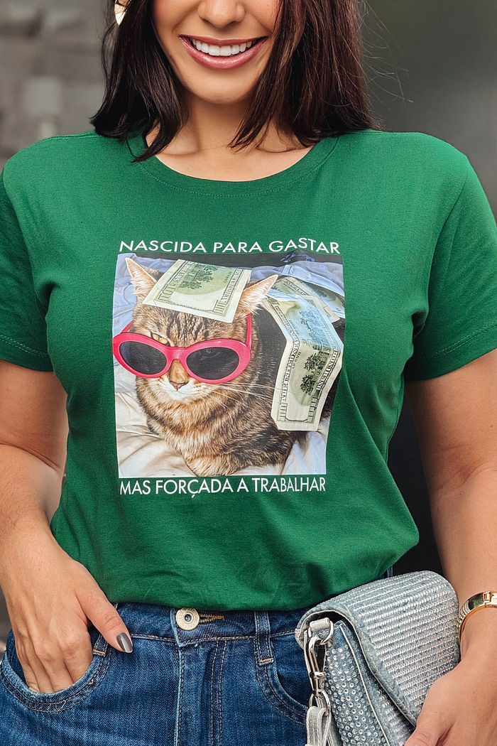 T-Shirt Nascida para gastar DTF - Verde Floresta