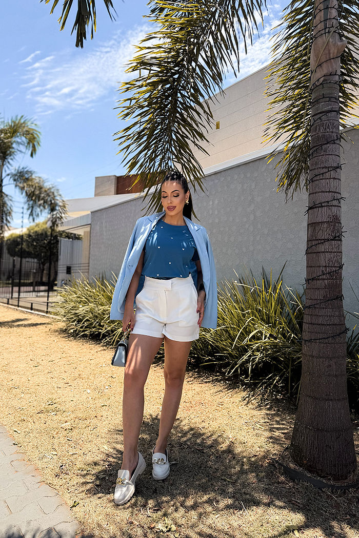 T-Shirt Borboletas poá - Blue