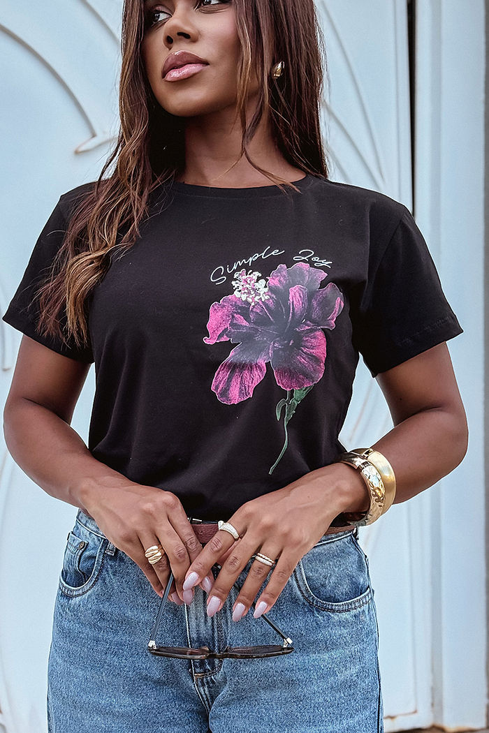 T-Shirt Simple Joy DTF - Preto