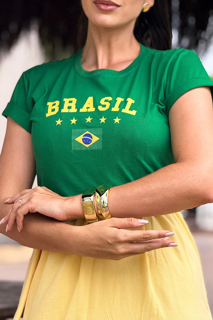 T-Shirt Brasil - Estrelas Bandeira DTF - Verde Bandeira