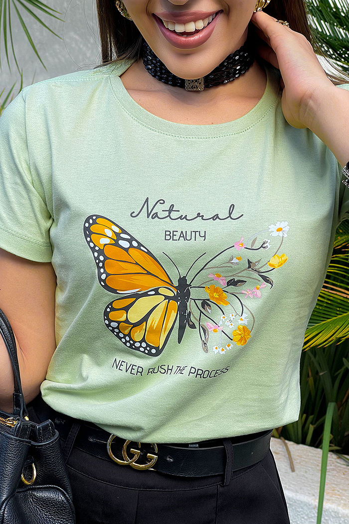 T-Shirt Never Rush the process DTF - Verde chá