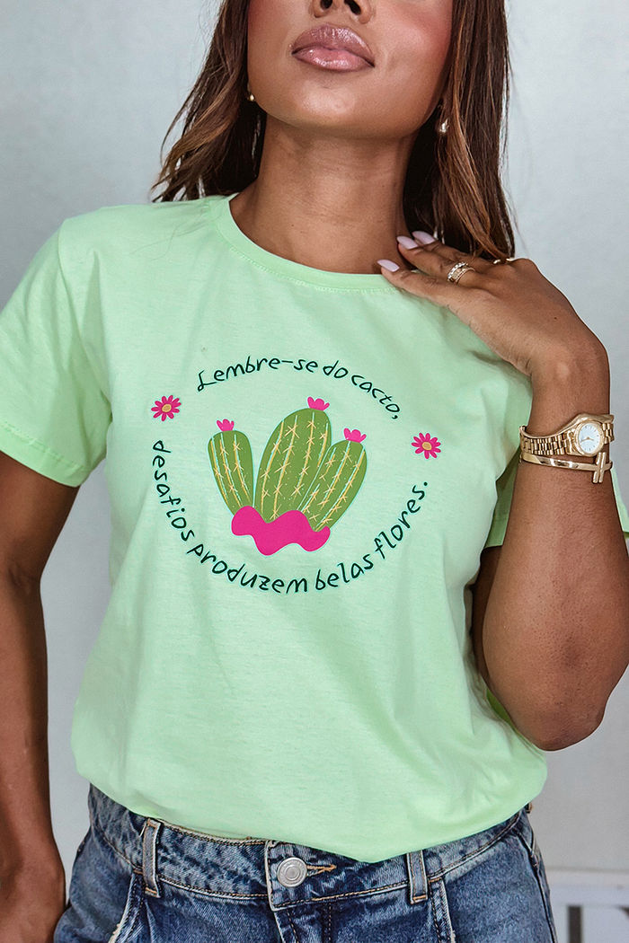T-Shirt Lembre-se do Cacto DTF - Menta