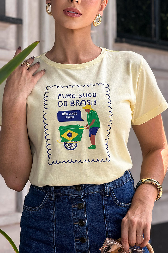 T-Shirt Puro suco do Brasil DTF - Manteiga