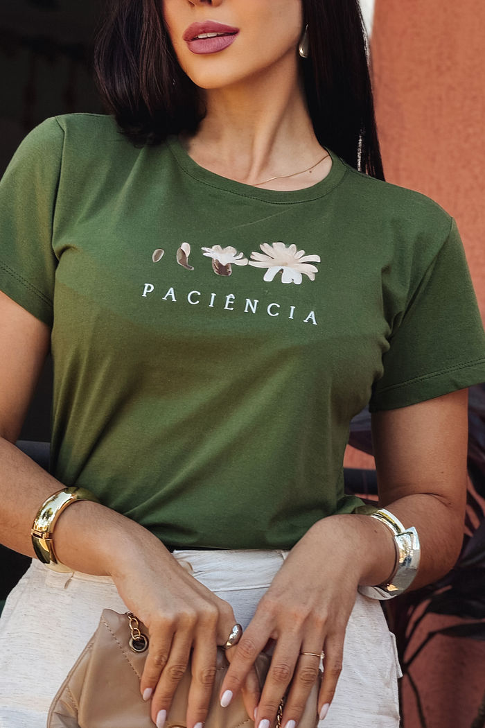 T-Shirt Paciência DTF - Verde Oliva