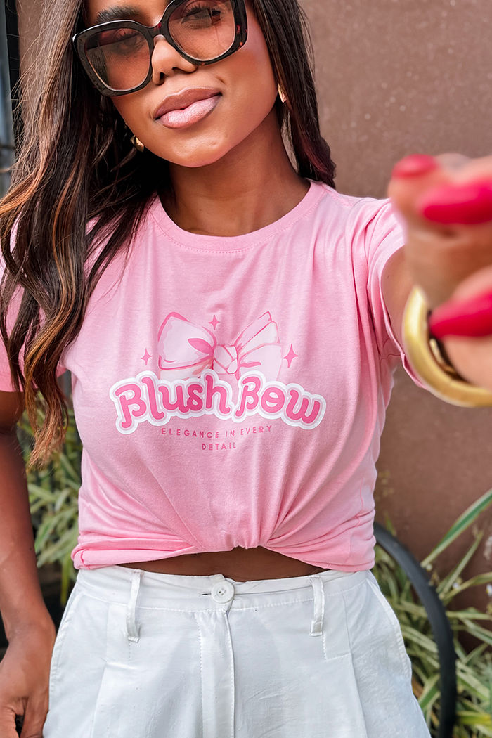 T-Shirt Blush Bow DTF - Blush