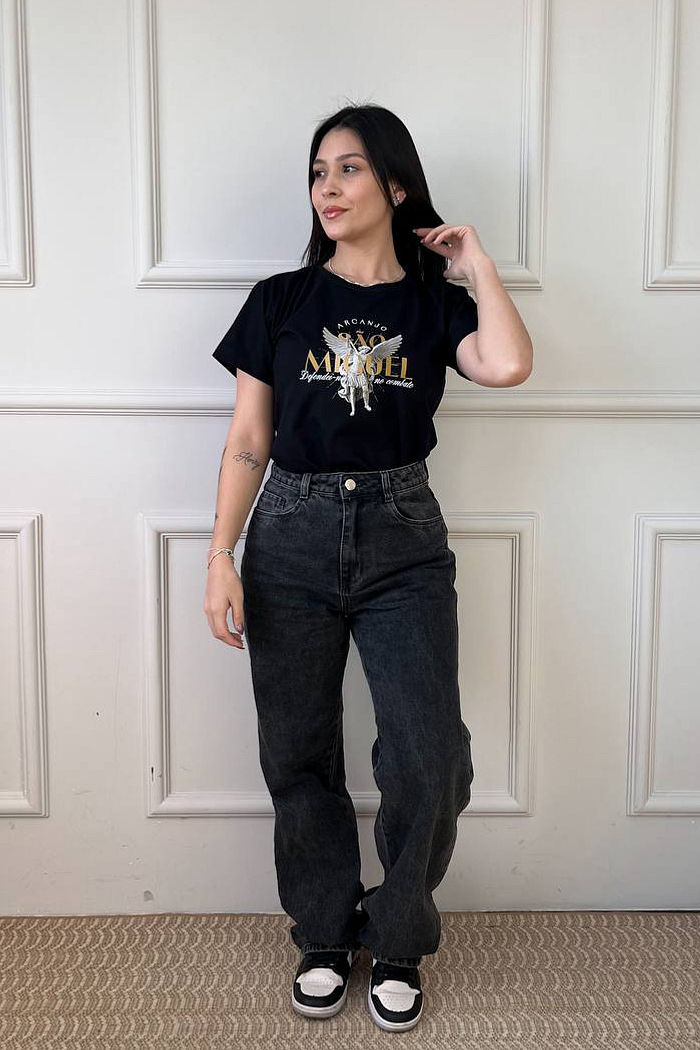 T-Shirt São Miguel Arcanjo DTF - Preto