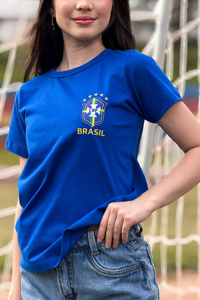 T-Shirt Infantil Brasão DTF - Azul Especial