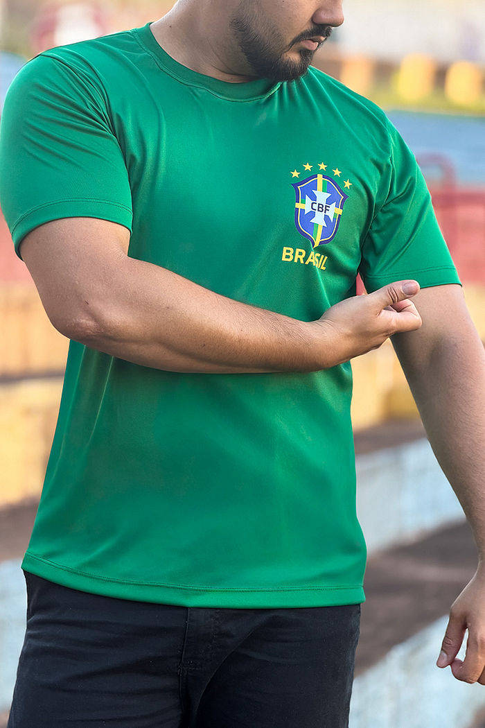 Max Tee Dry Fit Brasão DTF - Verde Bandeira