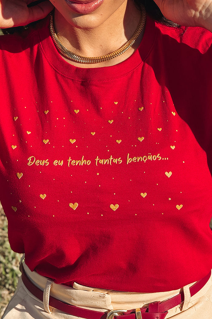 T-Shirt Deus eu tenho tantas bênçãos DTF - Rubi