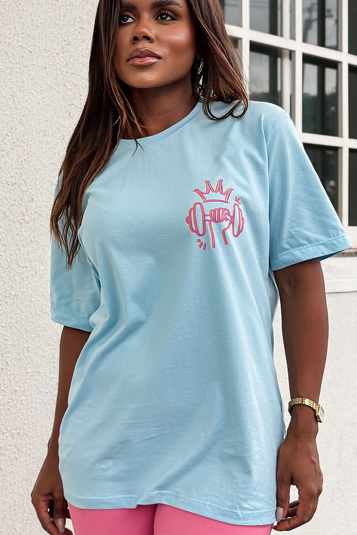 Max Tee Unissex Halter com coroa DTF - Azul Claro