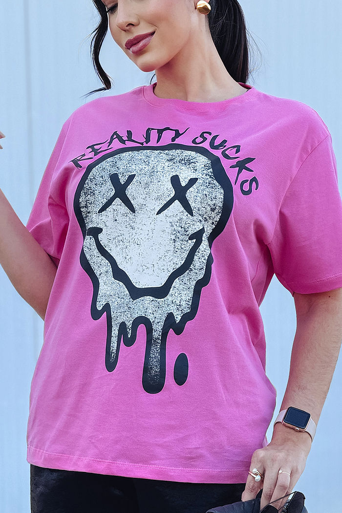 Max Tee Unissex Reality Sucks - Rosa