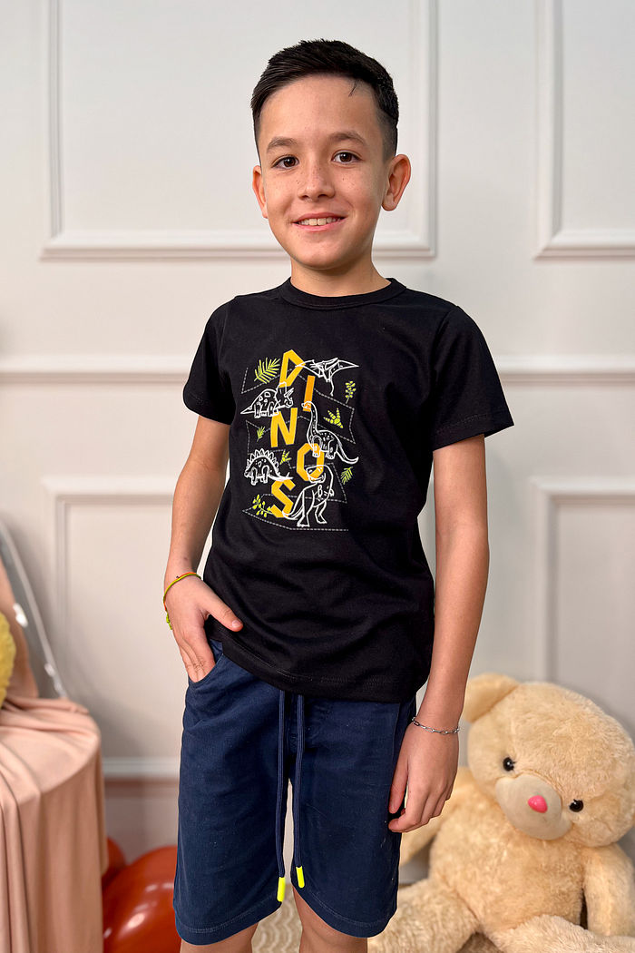 T-Shirt Infantil Dinos DTF - Preto
