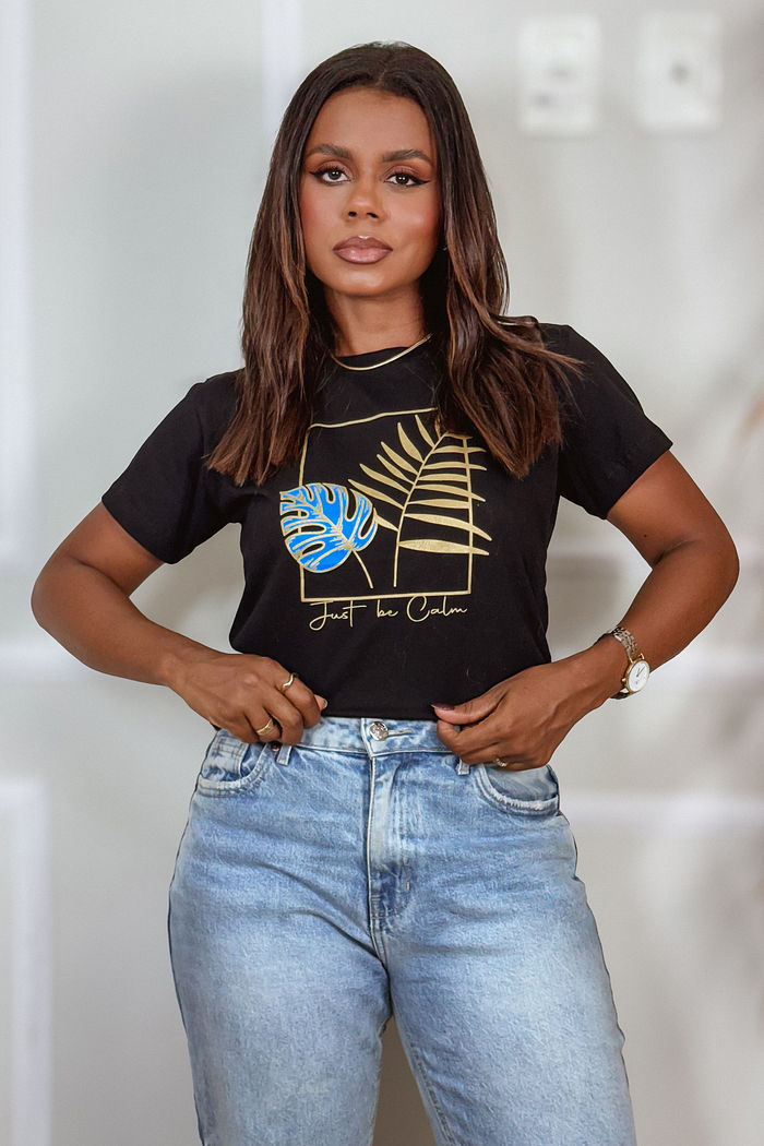 T-Shirt Just be calm - Preto