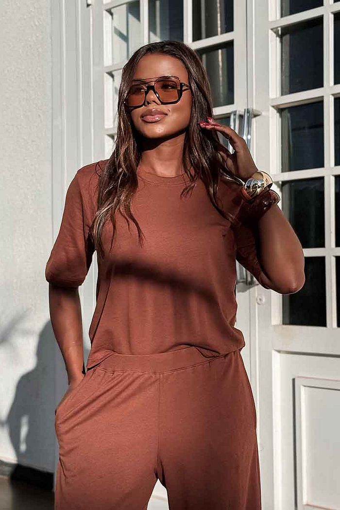 Blusa Bianca Moletinho - Marrom