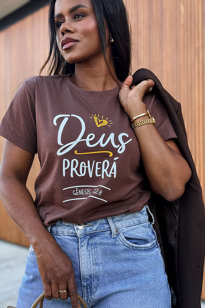T-Shirt Deus Proverá - Café