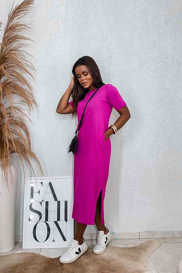 Vestido Midi Carol Fúcsia