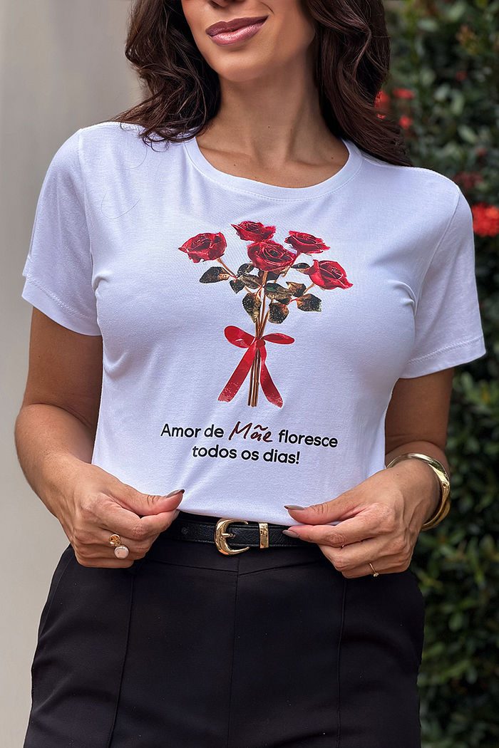 T-Shirt Amor de mãe floresce DTF - Neve
