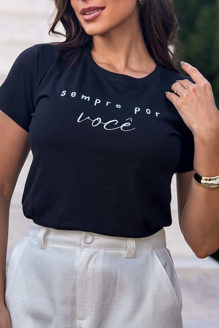 T-Shirt Sempre por você DTF - Preto