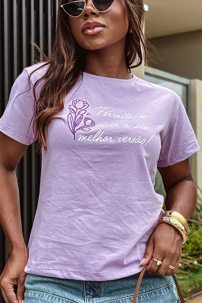 T-Shirt Permita-se viver a sua melhor versão DTF - Lavanda