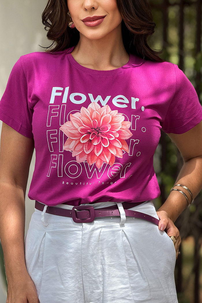 T-Shirt Flower DTF - Fúcsia
