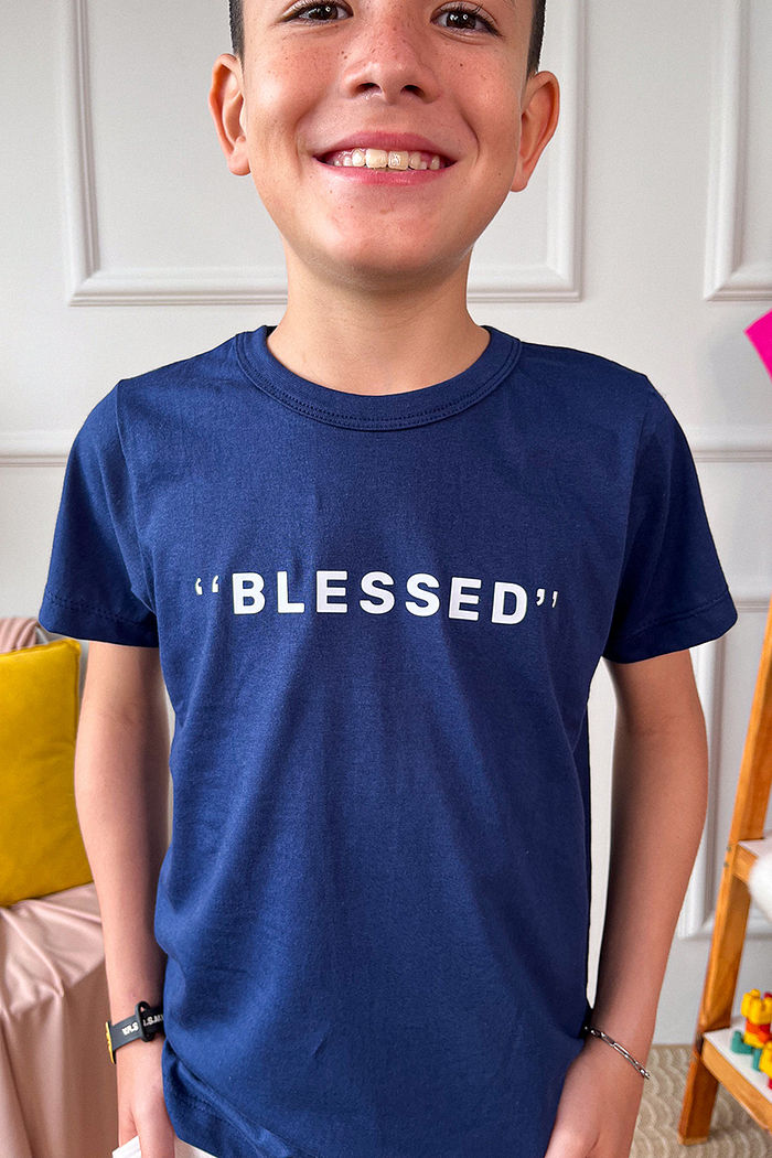 T-Shirt Infantil Blessed DTF - Marinho