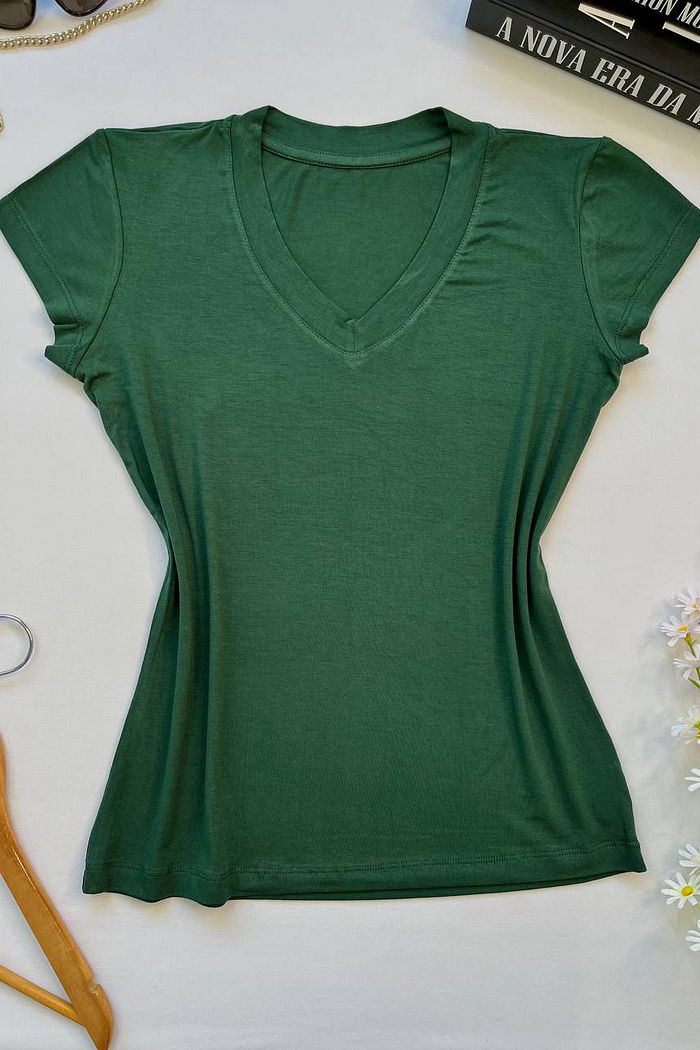 Blusa Baby Look Gola V Verde Musgo