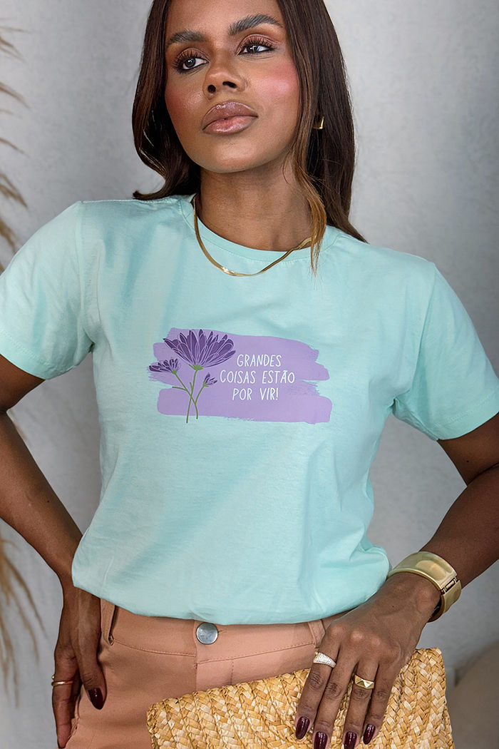 T-Shirt Grandes coisas estão por vir DTF - Verde Claro