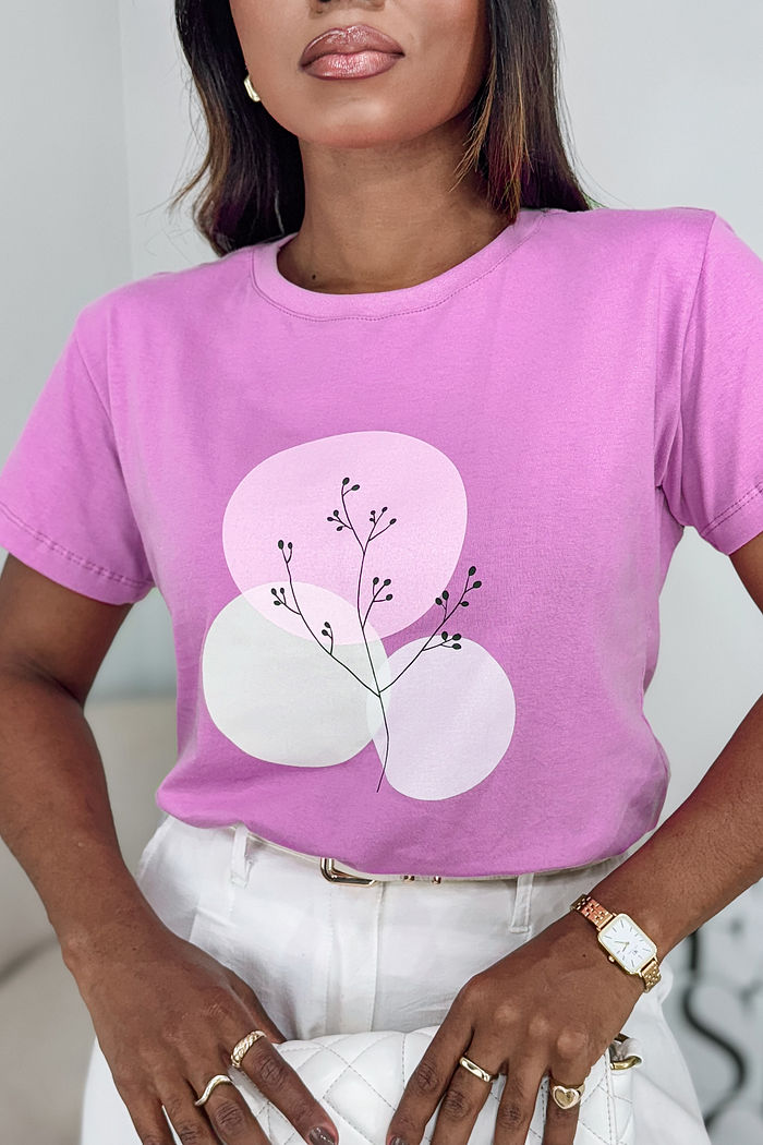 T-Shirt Galho Minimalista - Orquídea