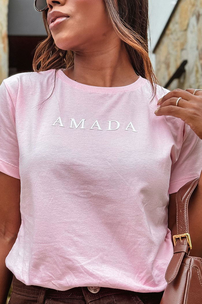 T-Shirt Amada AR - Rosa bebê