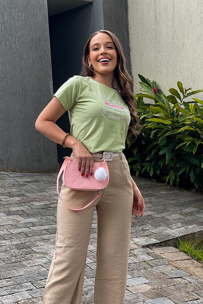 T-Shirt Dá-me um coração igual ao teu Jesus - Verde Chá