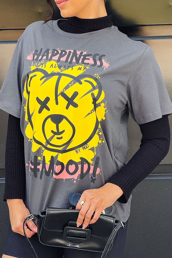 Max Tee Unissex Happiness #mood - Chumbo