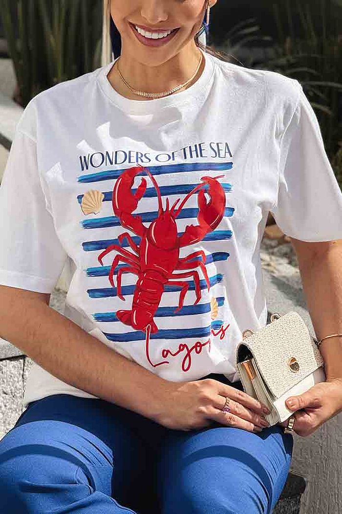 Max Tee Unissex Wonders off the sea lagosta DTF - Neve