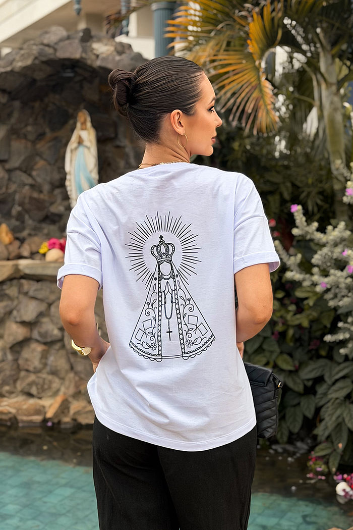 Oversized Feminina É lindo ser católica e filha de Maria DTF - Branco