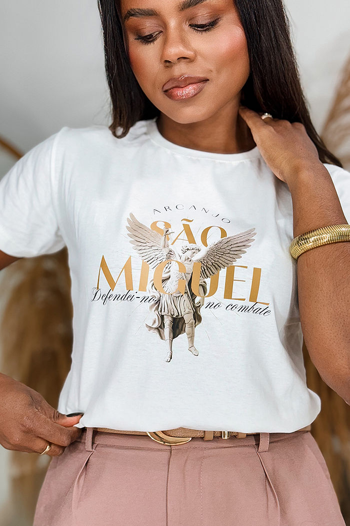 T-Shirt São Miguel Arcanjo DTF - Neve