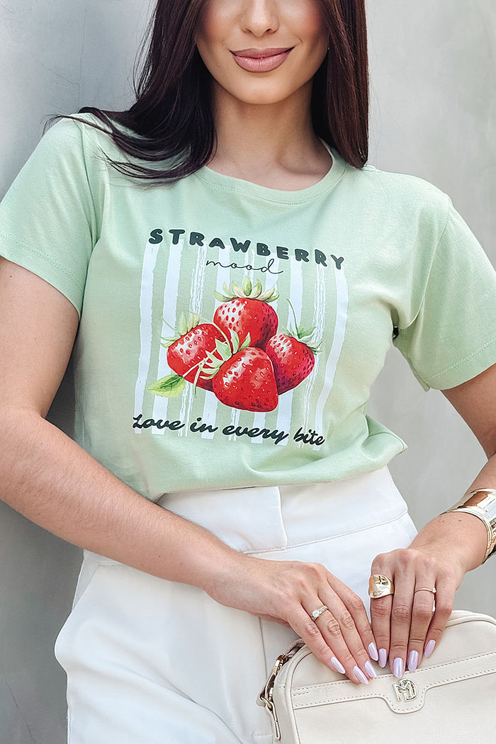 T-Shirt Strawberry Mood DTF - Verde chá