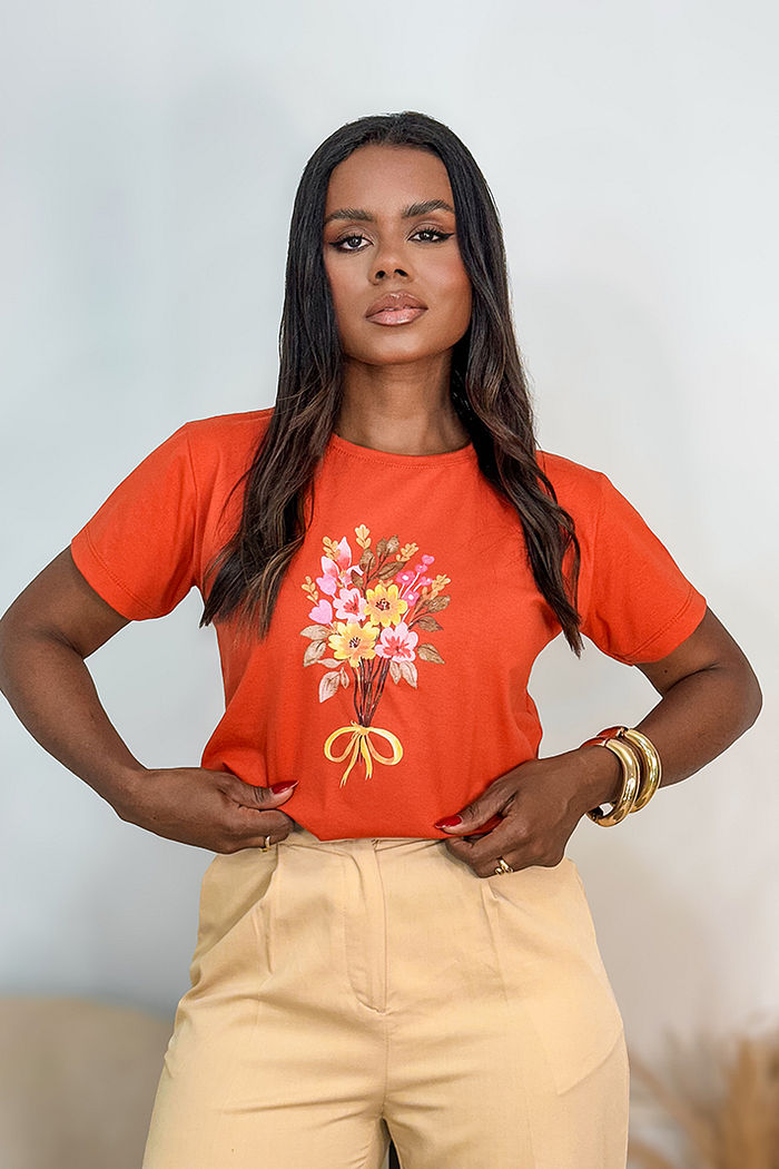 T-Shirt Laço Floral DTF - Telha