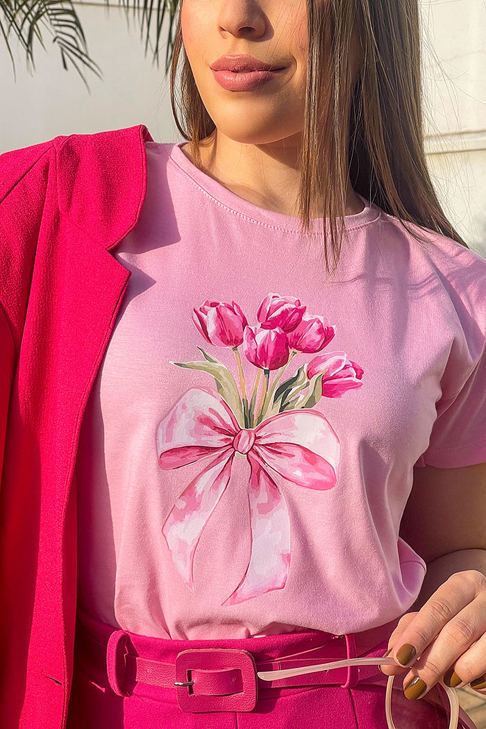 T-Shirt Tulipas DTF - Blush