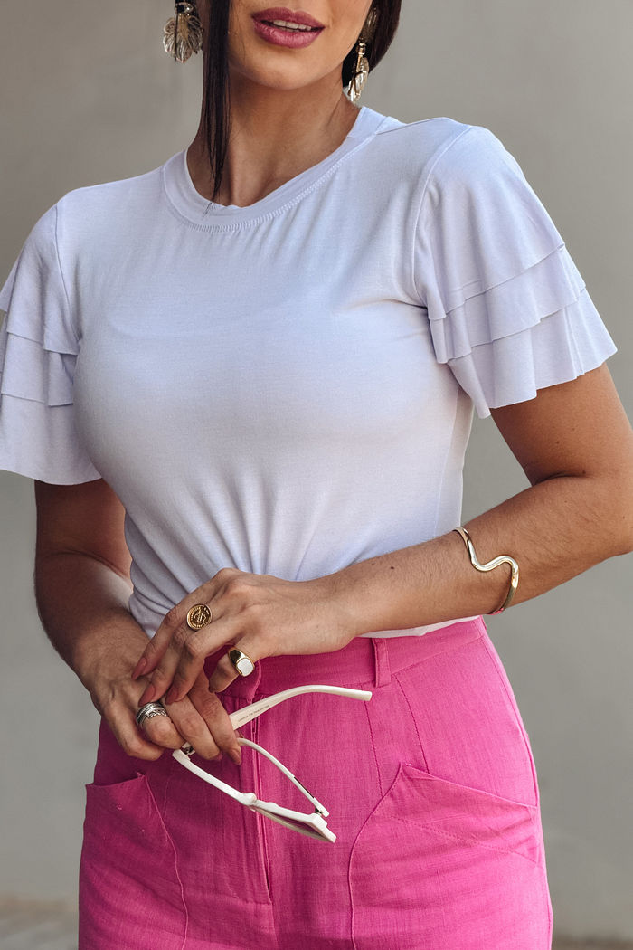 Blusa Elisa três babados - Branco