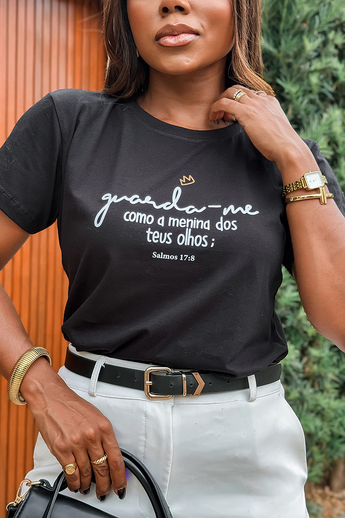 T-Shirt Guarda-me como a menina dos teus olhos - Preto