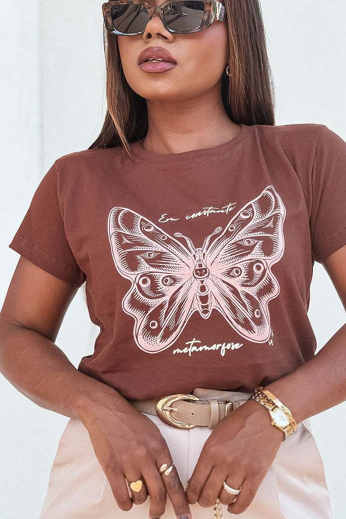 T-Shirt Em constante metamorfose - Marrom