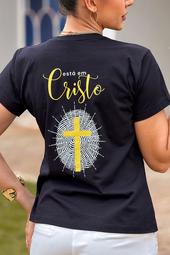 T-Shirt Minha identidade está em Cristo DTF - Preto