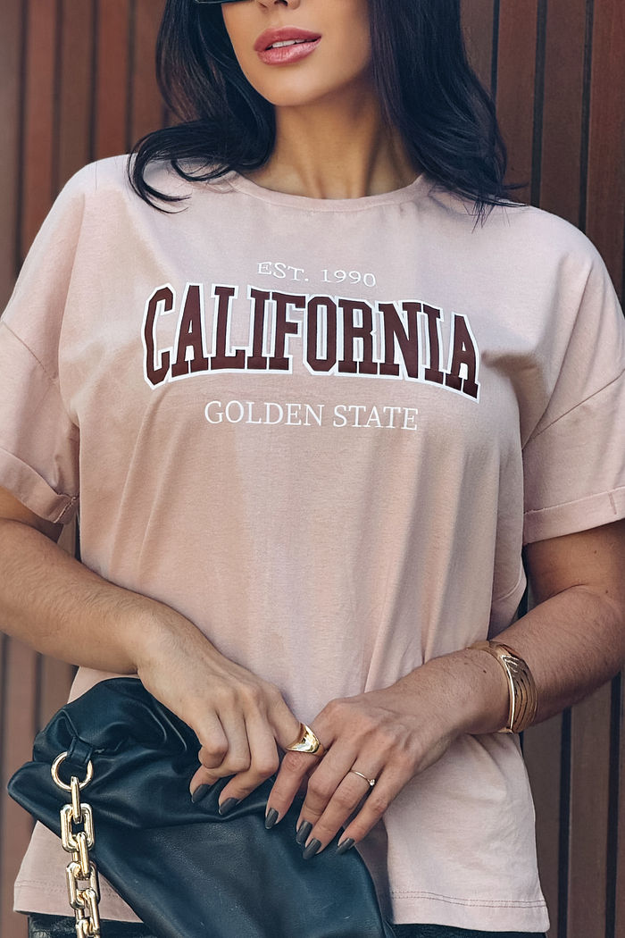 Oversized feminina California Golden State DTF - Bege