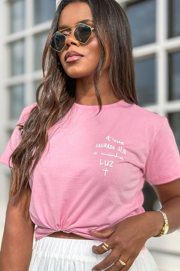 T-Shirt A Cruz Sagrada peito AR - Blush
