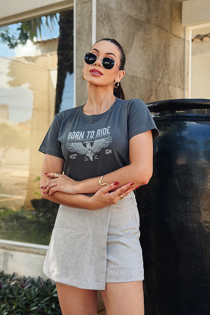 T-Shirt Born to ride DTF - Chumbo