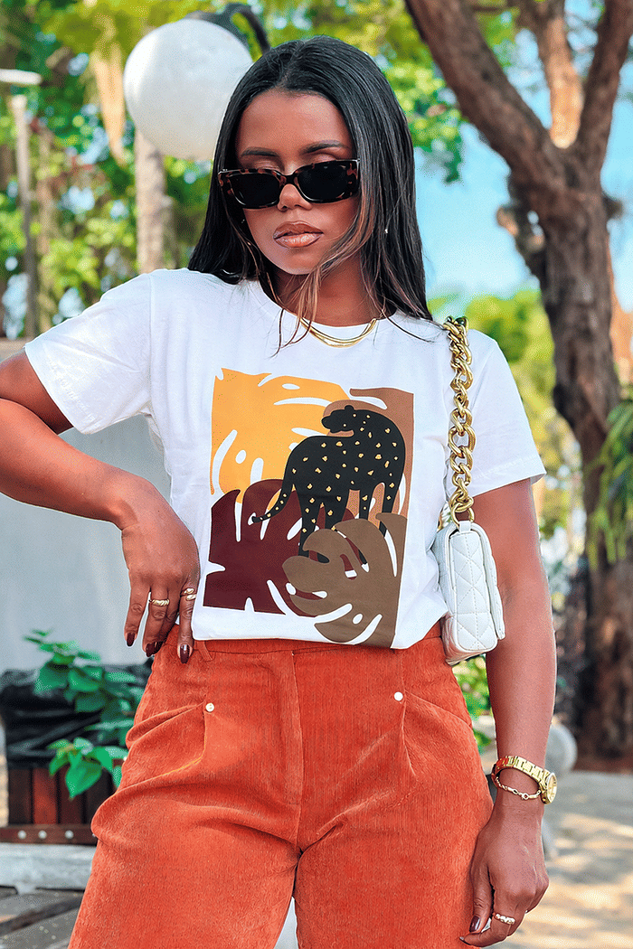 T-Shirt Leopardo minimalista DTF - Neve