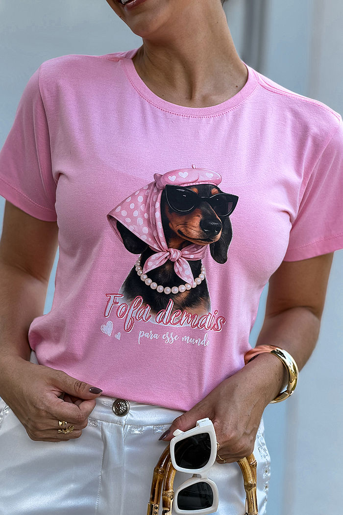 T-Shirt Fofa demais DTF - Blush